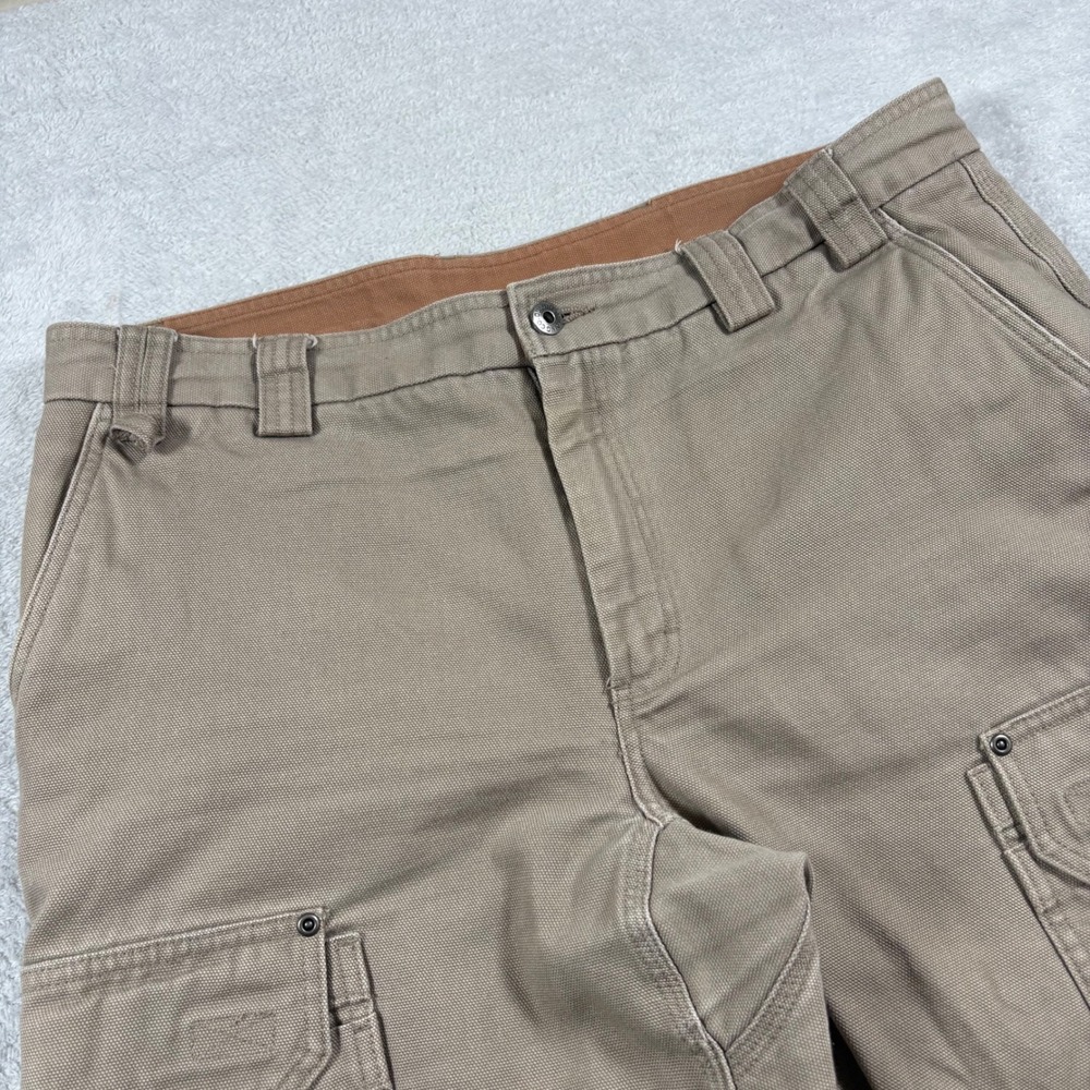 Duluth Trading Co Fire Hose Cargo Work Pants Mens 38x32 Tan Khaki Canvas